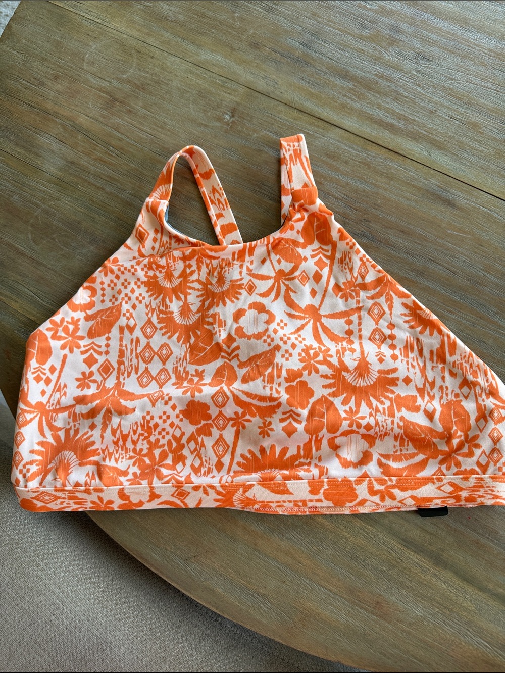 Jolyn Clothing Orange and White Floral High Neck Bikini Top KAYLEE